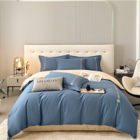 罗曼罗兰 轻奢四件套 60s山茶花 被套:200*230cm 床单:245*245m 枕套:48*74cm*2[宾利蓝