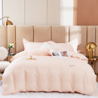 罗曼罗兰 天丝四件套 被套200*230cm 床单245*250cm 枕套48*74cm*2 [洛华-粉]