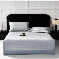 罗曼罗兰 5A抗菌冰丝凉席三件套 席子:180*200cm 枕套:48*74cm *2[灰]