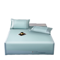 罗曼罗兰 A抗菌冰丝凉席三件套 席子:150*200cm 枕套:48*74cm *2[绿]