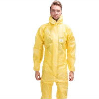 代尔塔 406030 限次3级带弹性兜帽无纺布连体防化服 黄色 1件