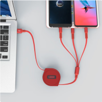 LOOMOO乐默 乐享伸缩一拖三充电线 LCB-153 红色/蓝色/黑色可选 货期1周