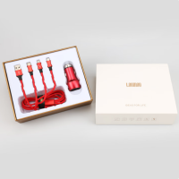 LOOMOO乐默 车载两件套 LDS-218 (精编一拖三数据线*1 安全锤车充*1)红色/蓝色可选 货期1周