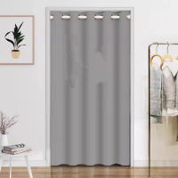 门帘 遮挡布帘 [适合85-105门宽]灰色 帘宽140x高210+白杆70-120 维保不涉及