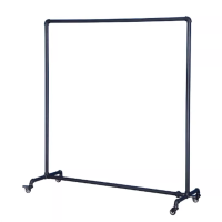 芯创辉 铁艺龙门架 带轮衣架 展示架 衣服落地挂衣架 晾衣架 一寸管 1.7米长*1.8米高 黑色带轮 不涉及维保