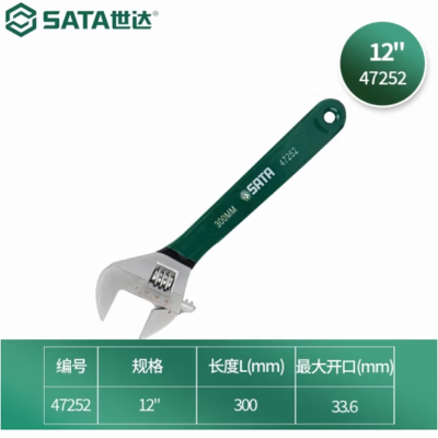 世达(SATA)47252沾塑欧式活动扳手12"