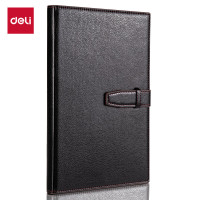 得力(deli) 16K120张商务经典皮面本搭扣软面贴芯会议记事本日记本笔记本子 7945 黑色