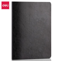 得力(deli)16K80张软面皮面本记事本办公用品 工作日志本笔记本子250mm*175mm 黑色7996