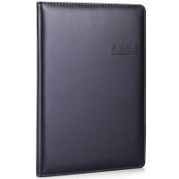 得力(deli)25K80张会议记录皮面本 商务记事本笔记本子文具办公用品 黑色7950