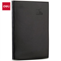 得力(deli)25K96张商务会议记录本办公用品 皮面本记事本工作笔记本子 黑色 3191