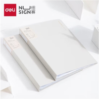 得力 纽赛(NUSIGN)编码资料册A4/60页 彩色文件收纳册带页码活页插袋文件夹办公学生用品 岸砂白NS192