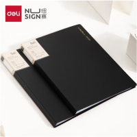 得力纽赛(NUSIGN)编码资料册A4/30页 彩色文件收纳册带页码活页插袋文件夹办公学生用品 曜石黑NS190