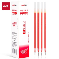 得力(deli)中性笔笔芯 0.5mm子弹头签字笔水笔替芯 (6600/33109/Q7适用 ) 红色20支/盒S760