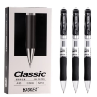 宝克(BAOKE)A35 0.5mm按动中性笔办公签字笔 子弹头水笔12支/盒