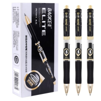 宝克(BAOKE)PC1911黑色0.5mm按动中性笔 子弹头水笔 签字笔 12支/盒