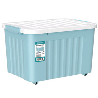 带轮塑料收纳箱特大号储物箱学生书箱儿童玩具整理搬家打包周转箱 蓝色 [实测盛水容积60L]单只装