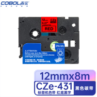 高宝 标签色带CZe-431 适用兄弟 GI100/PT200/PT1000/PT1000BM 红底黑字 12mm