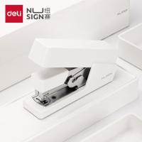 得力纽赛(NUSIGN)省力订书机 省力按压专利 德国创意设计桌面订书器装订器办公用品12#钉 象牙白NS081