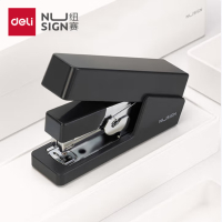 得力纽赛(NUSIGN)省力订书机 省力按压结构 德国创意设计桌面订书器装订器办公用品12#钉 曜石黑NS081