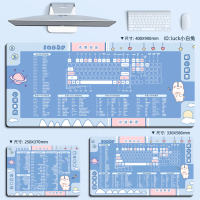 鼠标垫 快捷键大全键盘手托电脑桌垫电竞桌面延长板电脑周边订做定制 Iucky小兔子 尺寸400x900mm厚度5mm