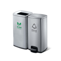 茶渣收集桶干湿分离不锈钢轻奢过滤茶水桶办公室茶具排水废水桶 脚踏式 银色 30L 茶渣桶+30L脚踏桶