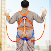 盾守 五点式安全带 2米(双大钩带缓冲包)安全绳 防坠落保险扣高空作业安全带