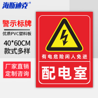 海斯迪克 配电箱安全标识牌危险警示牌PVC塑料板 配电室 40*60cm HKQL-35