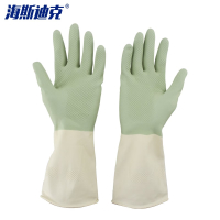 海斯迪克胶皮清洁手套 洗碗防水保洁工作劳保手套 浅绿S码 1双