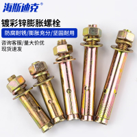 海斯迪克 HKDP-63 镀彩锌膨胀螺栓拉爆螺丝 膨胀管膨胀钉 M6*50
