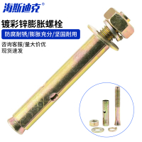 海斯迪克 镀彩锌膨胀螺栓 拉爆螺丝吊装膨胀管HKqy-81 M10*100