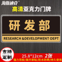 海斯迪克 HKBS05 亚克力门牌(2张) 办公室 科室牌 公司部门标识牌 背胶 研发部/黑