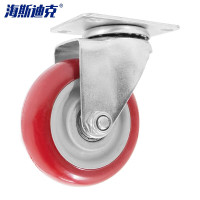 海斯迪克gnjz-104 中型聚氨酯轮 枣红色手推车板车轮脚轮 5寸万向轮