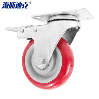 海斯迪克gnjz-104 中型聚氨酯轮 枣红色手推车板车轮脚轮 4寸刹车轮