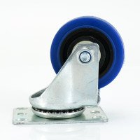 海斯迪克 TPR轻音中型脚轮 工业滚轮手推车通用定向轮 蓝色 4寸万向