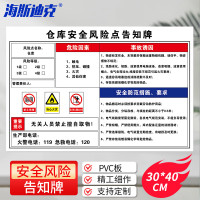 海斯迪克 HKQL-16 仓库安全风险点告知牌 30cm*40cm