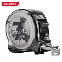 得力(deli)DL277525T 钢卷尺 7.5mx25mm 透明壳 灰色 1把