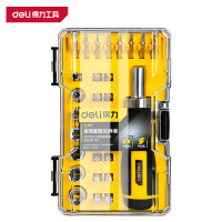 得力(deli)DL1130 棘轮手柄精密螺丝刀 30件套 黄 1套
