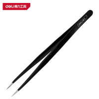 得力(deli)DL396101 镊子 140mm尖头发黑 黑 1支