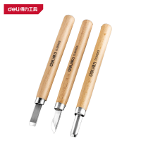 得力(deli)DL359003木柄雕刻刀3件套 黄 1把