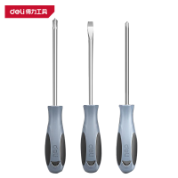 得力(deli)DL643100 防滑柄十字螺丝批 PH0*100mm_S2 灰 1把