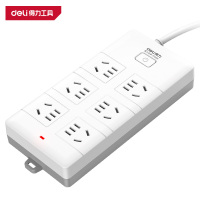 得力(deli)T820630 延长线插座 6组合孔 3m PE袋装 白色 1个