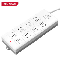 得力(deli)T820830 延长线插座 8组合孔 3m PE袋装 白色 1个