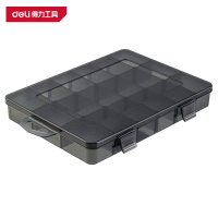 得力(deli)DL432302 零件盒 20×15.5×3cm 18小格 黑 1只