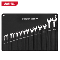 得力(deli)DL130014T 镜面两用扳手套装 14件 银色 1套