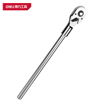 得力(deli)DQ44801 19mm系列 专业钢柄快脱棘轮扳手 48T 银色 1把