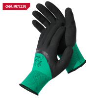 得力(deli)DL521034 乳胶发泡涂层手套 L码 黑色 12副 1包