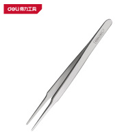 得力(deli)DL396213 302不锈钢镊子 SA-13扁圆型 120mm 银色 1支