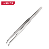 得力(deli)DL396215 302不锈钢镊子 SA-15弯尖型 115mm 银色 1支