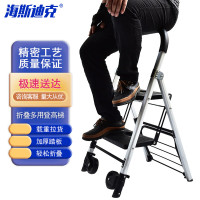海斯迪克 登高梯车 HKCL-603 二步梯 两用折叠拉货车二轮人字梯 铝合金多功能梯子 1个