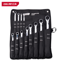 得力(deli)DL0212 镜面双梅花扳手套装 5.5-32mm 12件 布包 铬钒钢 银色 1套